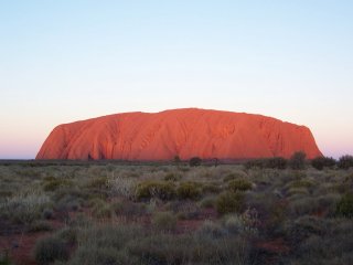 Uluru at sunset.