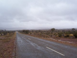 Rain on the road.